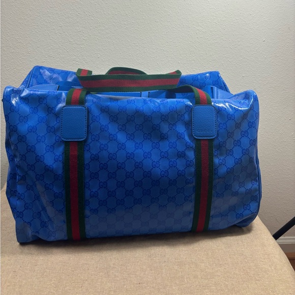 Gucci Medium GG Duffle Bag With Web - Picture 3 of 9